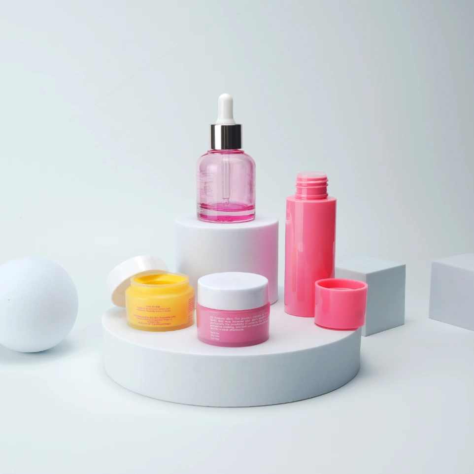 dropper bottle, cream jar, toner bottle