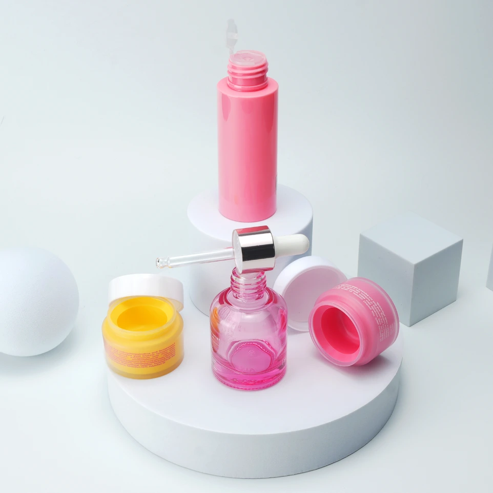 dropper bottle, cream jar, toner bottle
